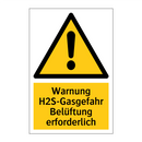 Warnung H2S-Gasgefahr Belüftung erforderlich