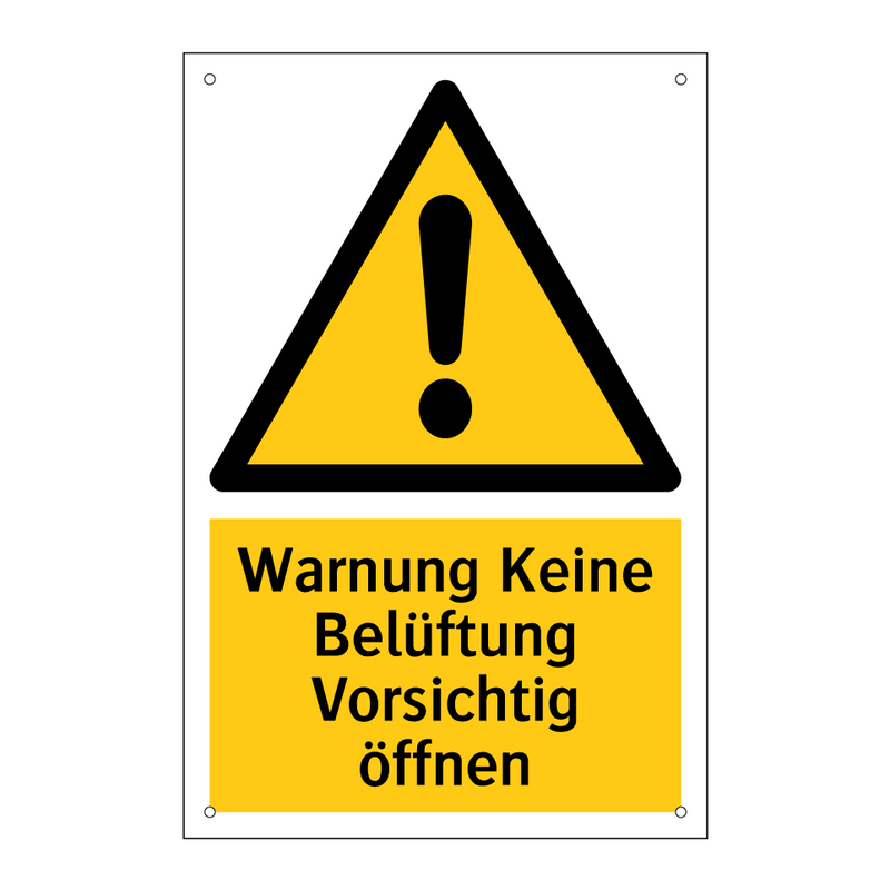 Warnung Keine Belüftung Vorsichtig öffnen