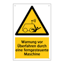 Warnung vor Überfahren durch eine ferngesteuerte Maschine
