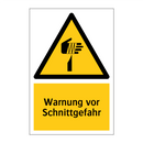 Warnung vor Schnittgefahr
