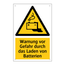 Warnung vor Gefahr durch das Laden von Batterien
