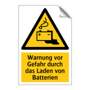 Warnung vor Gefahr durch das Laden von Batterien