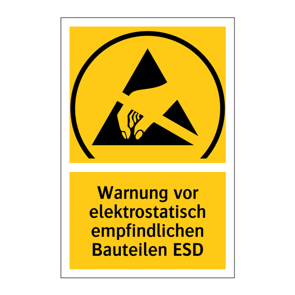 Warnung vor elektrostatisch empfindlichen Bauteilen ESD