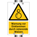 Warnung vor Einklemmen durch rotierende Walzen