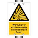 Warnung vor explosionsartig entweichenden Gasen