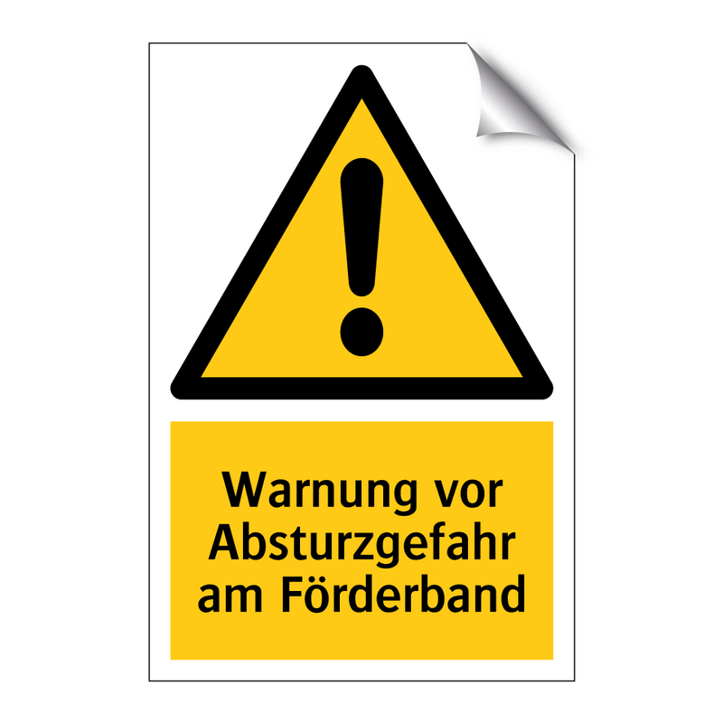Warnung vor Absturzgefahr am Förderband