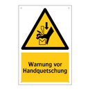 Warnung vor Handquetschung