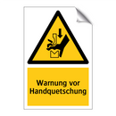 Warnung vor Handquetschung