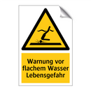 Warnung vor flachem Wasser Lebensgefahr