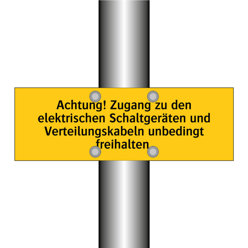 Achtung! Zugang zu den elektrischen Schaltgeräten und Verteilungskabeln unbedingt freihalten.