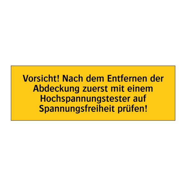 Vorsicht! Nach dem Entfernen der Abdeckung zuerst mit einem Hochspannungstester auf Spannungsfreiheit prüfen!