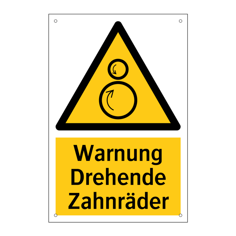 Warnung Drehende Zahnräder