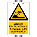 Warnung Plötzliche Tiefe in Schwimm- oder Wasserbecken