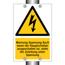 Warnung Spannung Auch wenn der Hauptschalter ausgeschaltet ist, steht die Zuleitung unter Spannung