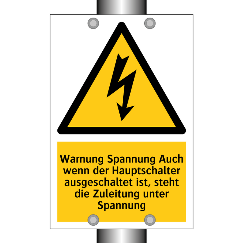 Warnung Spannung Auch wenn der Hauptschalter ausgeschaltet ist, steht die Zuleitung unter Spannung
