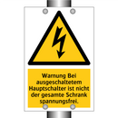 Warnung Bei ausgeschaltetem Hauptschalter ist nicht der gesamte Schrank spannungsfrei.