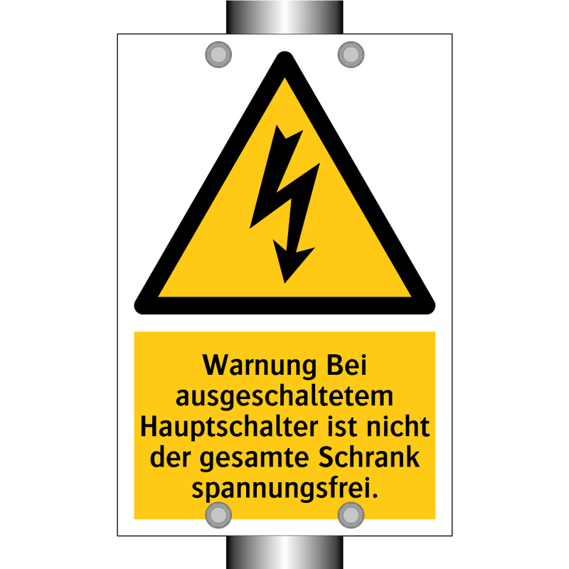Warnung Bei ausgeschaltetem Hauptschalter ist nicht der gesamte Schrank spannungsfrei.