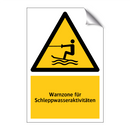 Warnzone für Schleppwasseraktivitäten