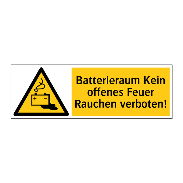 Batterieraum Kein offenes Feuer Rauchen verboten!