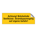 Achtung! Bröckelnde Steilküste. Strandspaziergang auf eigene Gefahr!