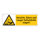 Vorsicht, Säure und Lauge! Schutzbrille tragen!