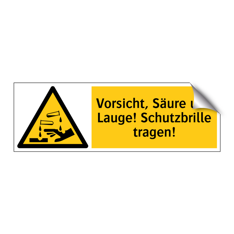 Vorsicht, Säure und Lauge! Schutzbrille tragen!
