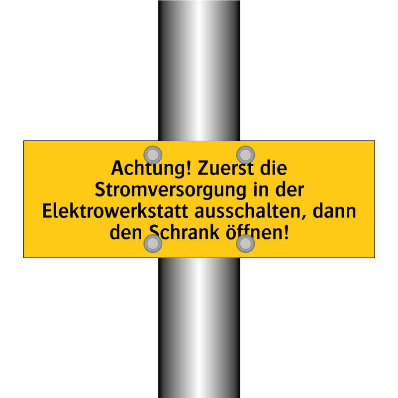 Achtung! Zuerst die Stromversorgung in der Elektrowerkstatt ausschalten, dann den Schrank öffnen!