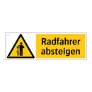 Radfahrer absteigen