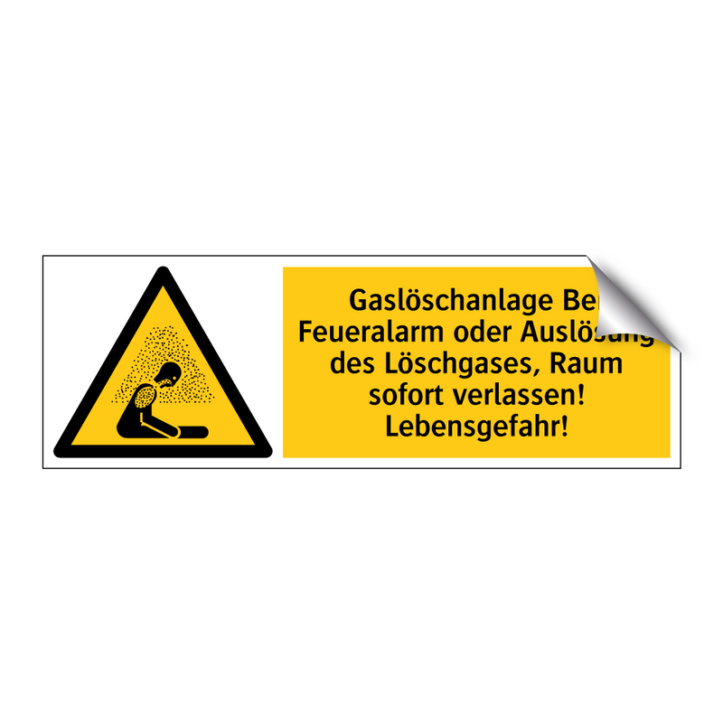 Gaslöschanlage Bei Feueralarm oder Auslösung des Löschgases, Raum sofort verlassen! Lebensgefahr!