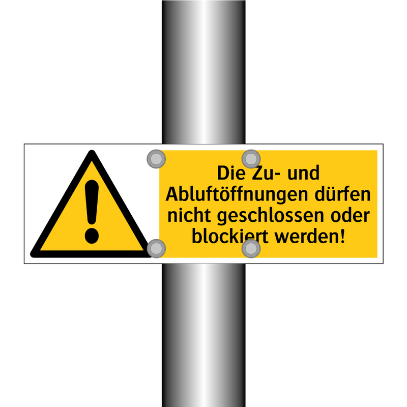 Die Zu- und Abluftöffnungen dürfen nicht geschlossen oder blockiert werden!