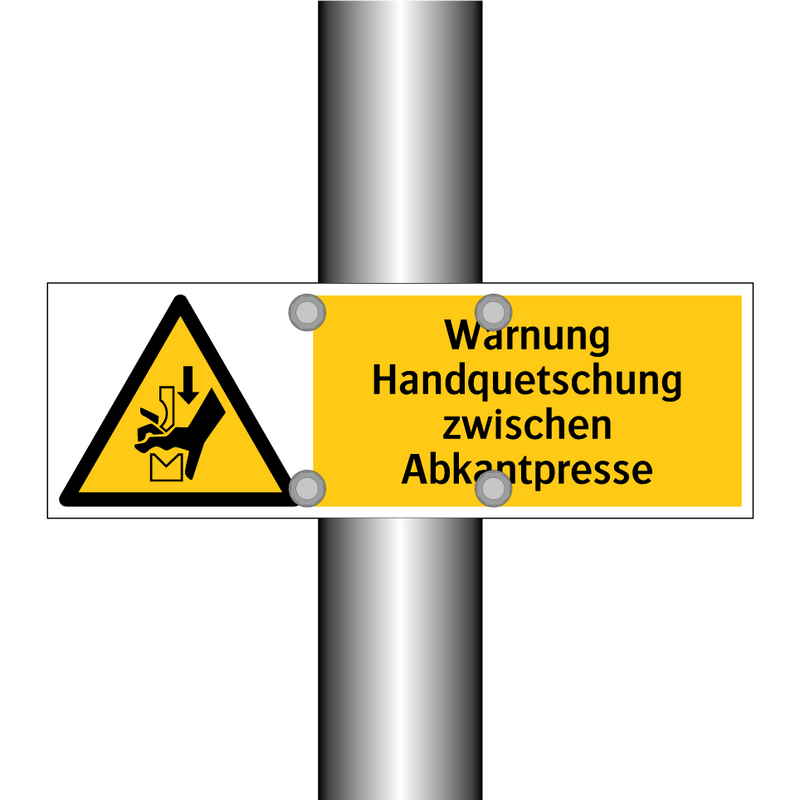 Warnung Handquetschung zwischen Abkantpresse