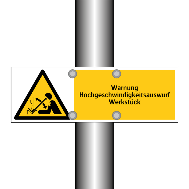 Warnung Hochgeschwindigkeitsauswurf Werkstück
