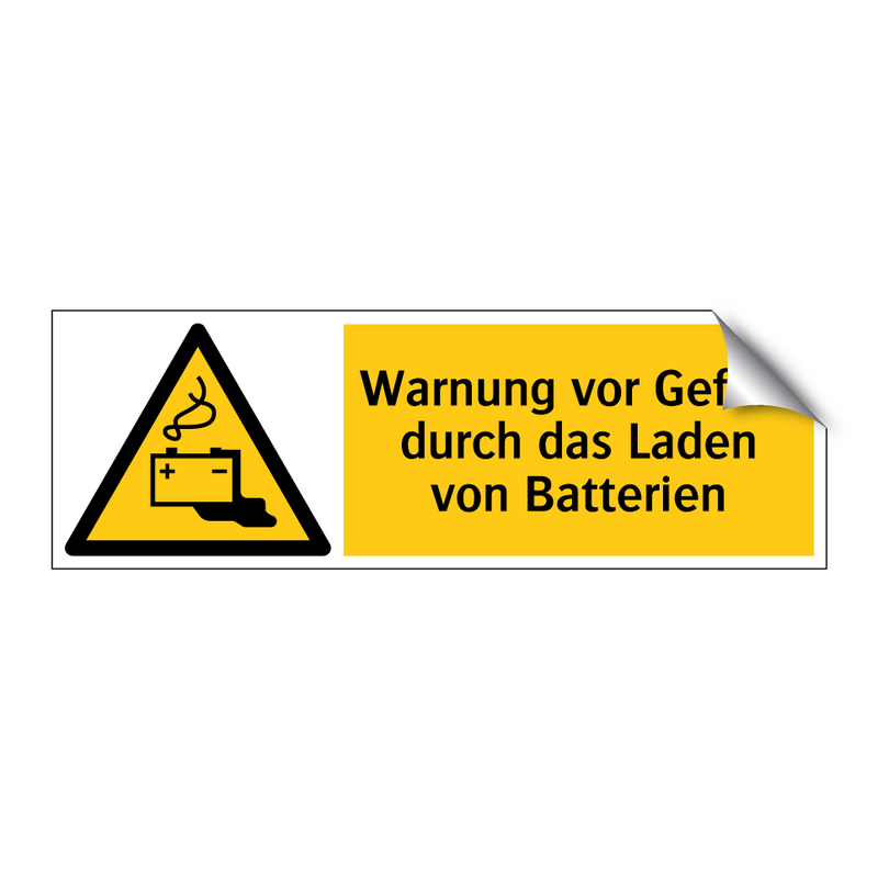 Warnung vor Gefahr durch das Laden von Batterien