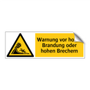 Warnung vor hoher Brandung oder hohen Brechern