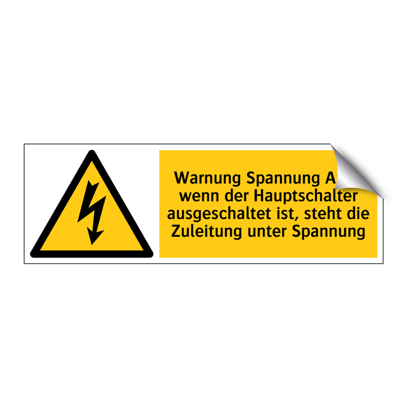 Warnung Spannung Auch wenn der Hauptschalter ausgeschaltet ist, steht die Zuleitung unter Spannung